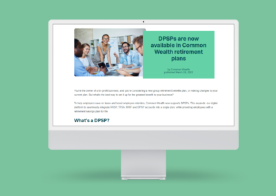 DPSPs are now available in Common Wealth plans